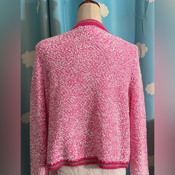 Lilly Pulitzer pink sparkle cardigan sweater-L- size down recommended - Picture 7 of 10